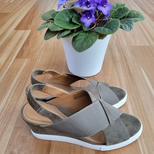 Caslon Green Suede Wedge Sandals